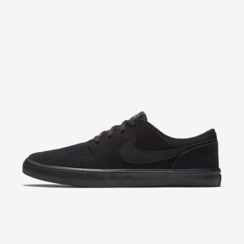 Nike SB Solarsoft Portmore II - Férfi Deszkás Cipő - Fekete/Fekete